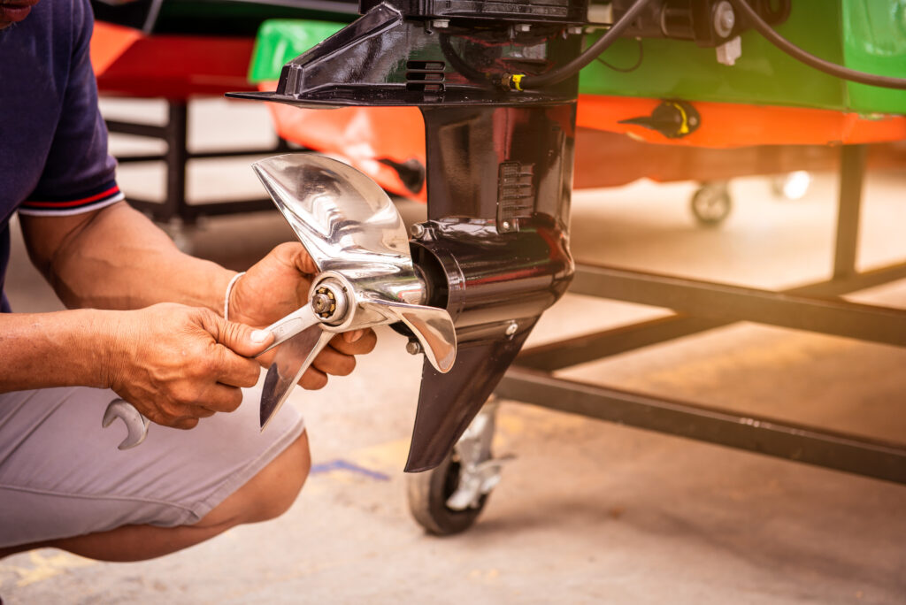 A propeller being repaired.