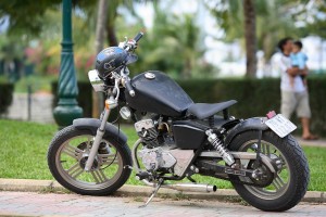 motor bike parked on city street