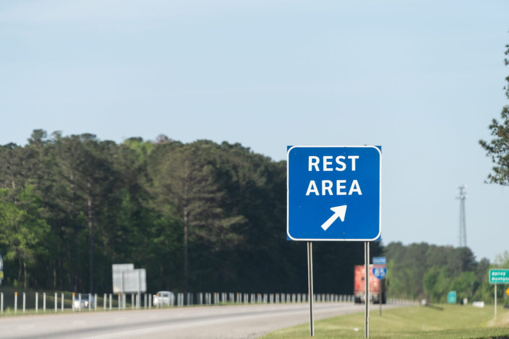 A rest area sign in Alabama.