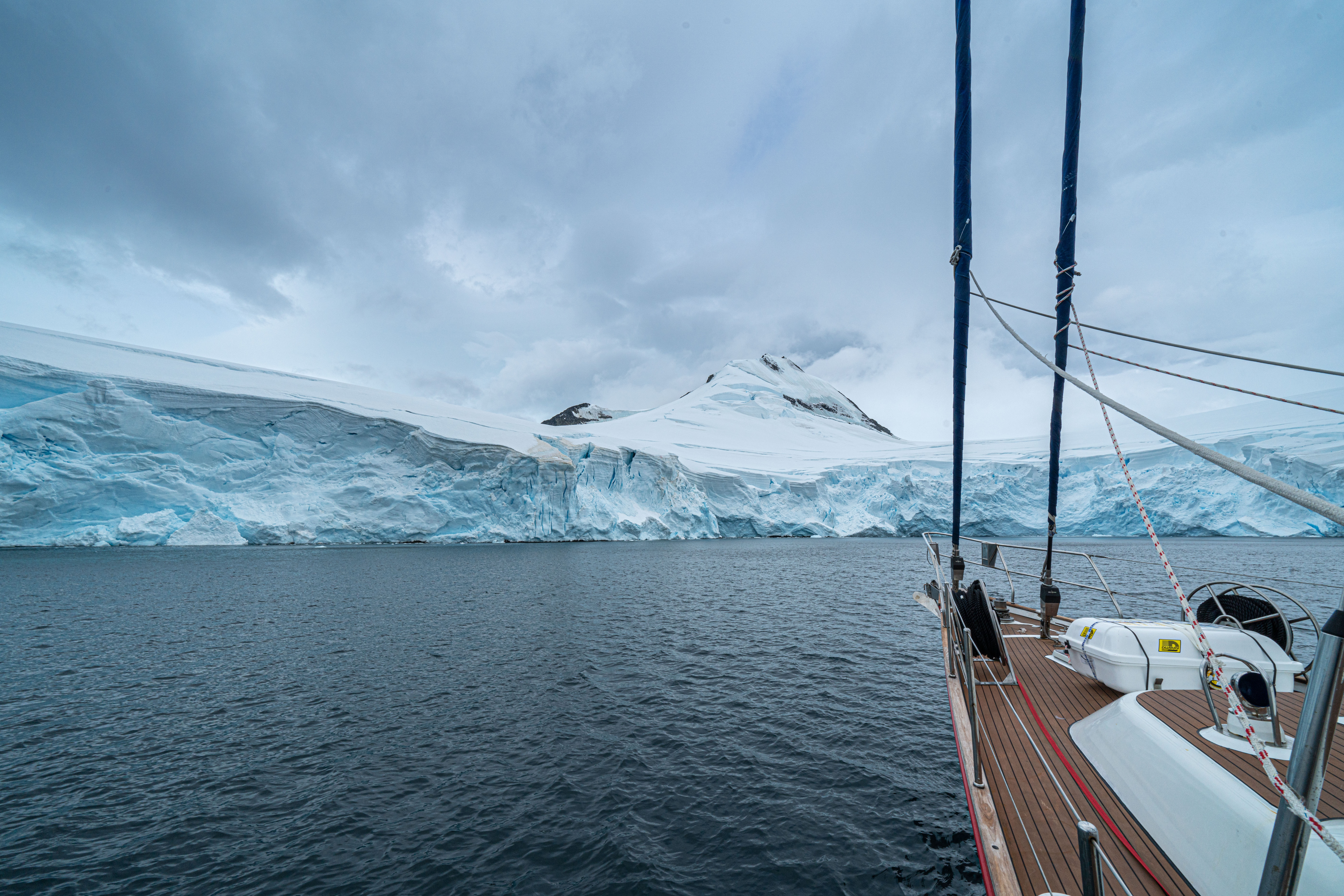 A sailing boat in Antarctica.