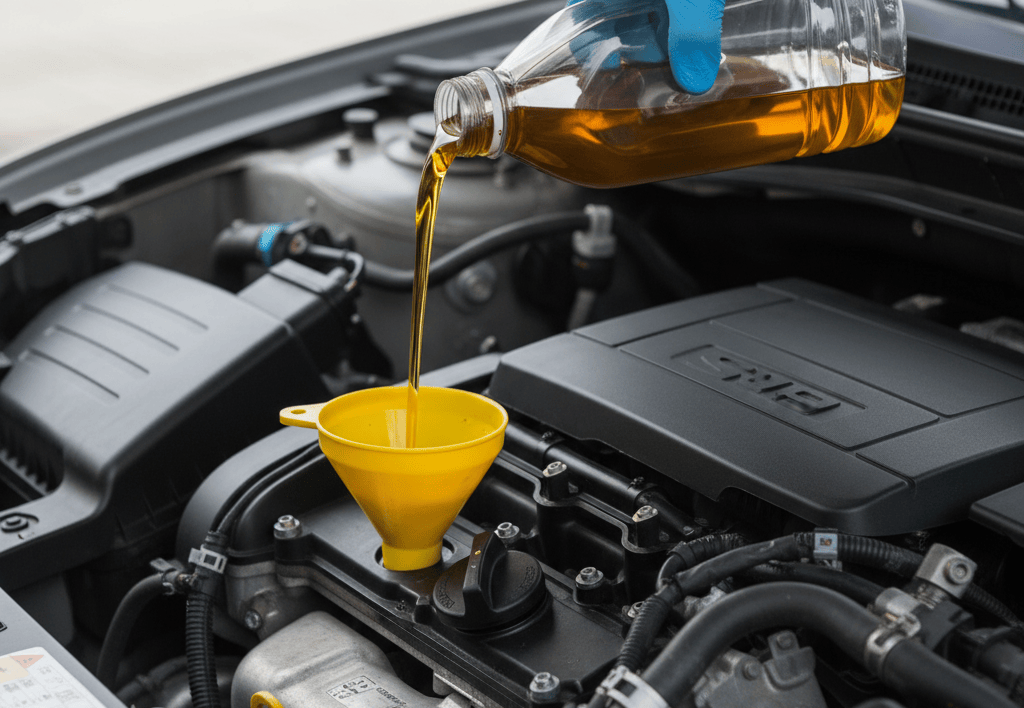 guy keeping his vehicle properly lubricated and replacing his oil
