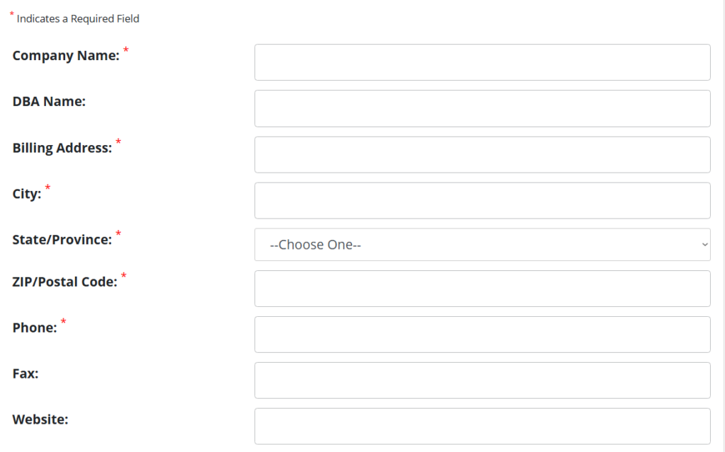 A screenshot of the fill in sheet for AMSOIL Commercial account. 